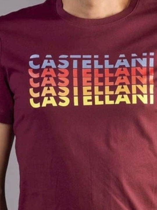 Castellani Bluza Bărbătească cu Mânecă Scurtă Polo Burgundia