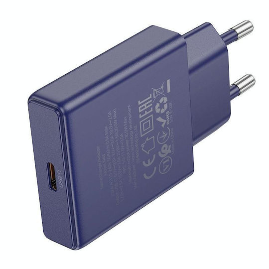 Hoco Φορτιστής Χωρίς Καλώδιο GaN με Θύρα USB-C 30W Power Delivery Μπλε (N44)