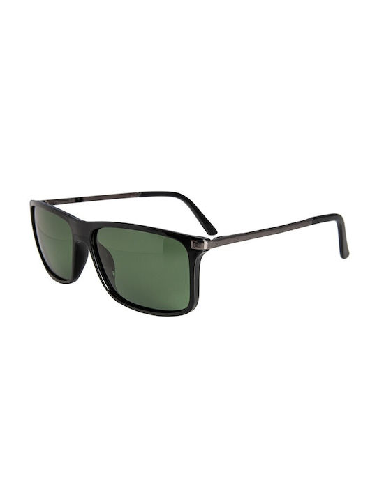 V-store Men's Sunglasses with Black Frame and Green Polarized Mirror Lens POL20085GREEN