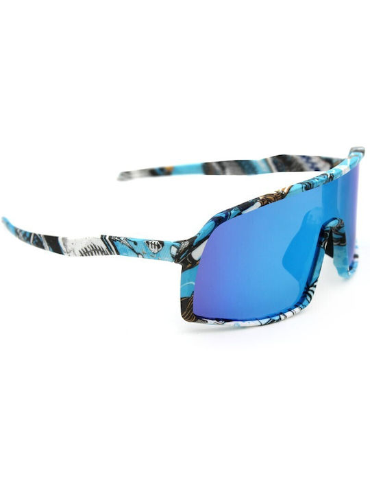 V-store Women's Sunglasses with Multicolour Plastic Frame and Blue Polarized Mirror Lens POL8230PNATURE