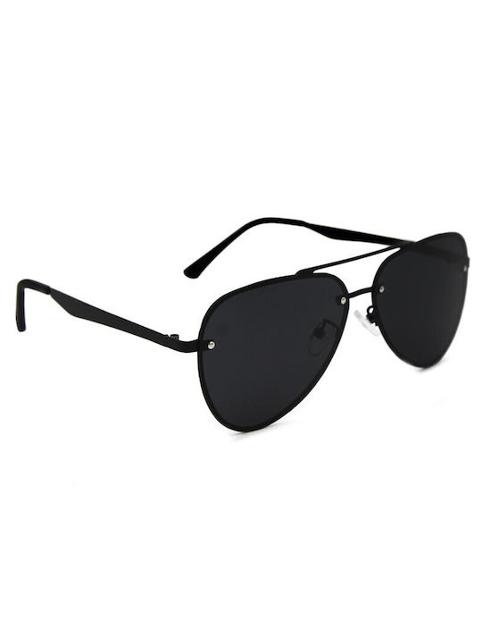 V-store Herren Sonnenbrillen mit Schwarz Metall Gestell und Schwarz Polarisiert Linse POL8861BLACK