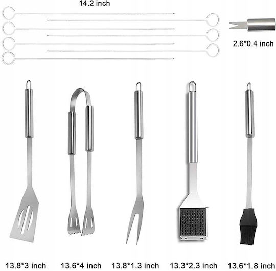 Set de grătar ustensile din oțel XXL 30x Accesorii