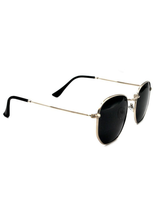 V-store Sunglasses with Gold Metal Frame and Black Polarized Mirror Lens POL3013SILVER