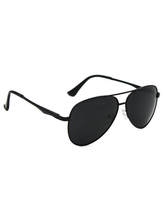 V-store Men's Sunglasses with Black Metal Frame and Black Polarized Lens POL8859BLACK