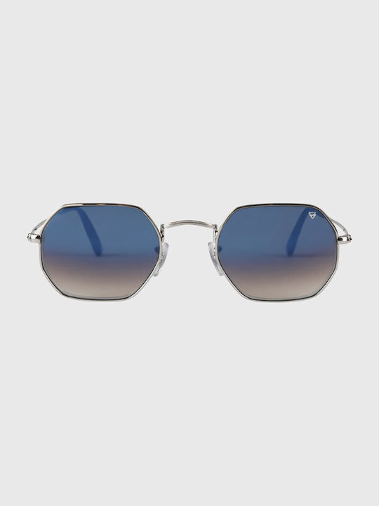 Brunotti Sunglasses with Silver Metal Frame and Blue Gradient Mirror Lens 2415560003-9557