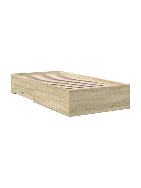Betten Einzel Holz Beige mit Lattenrost für Matratze 75x190cm