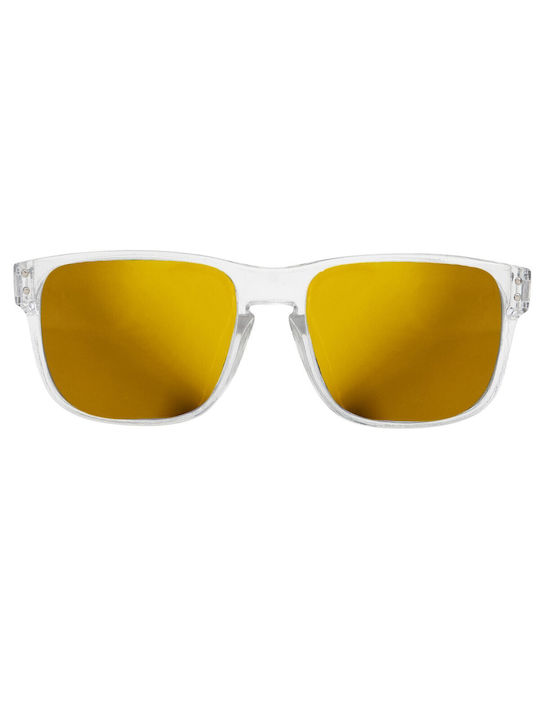 V-store Sunglasses with Transparent Plastic Frame and Yellow Polarized Mirror Lens POL92003TRANSPARENTYELLOW