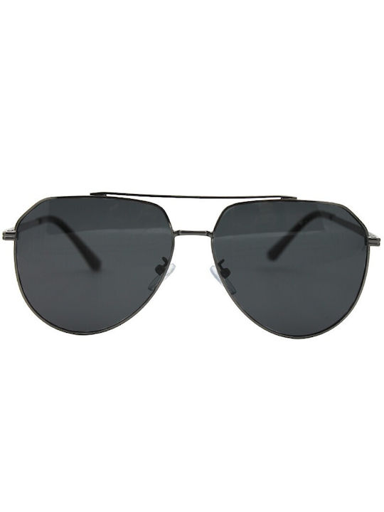 V-store Sunglasses with Black Metal Frame and Black Polarized Lens POL9214GREY