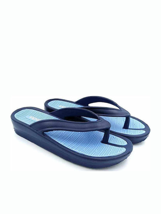Fengi Damen Sommer Flip Flops Absatz Blau Azur