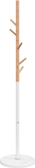 vidaXL Metallic Coat Rack White / Natural 37x37x172cm