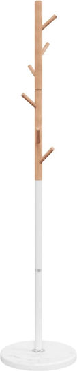 vidaXL Metallic Coat Rack White / Natural 37x37x172cm