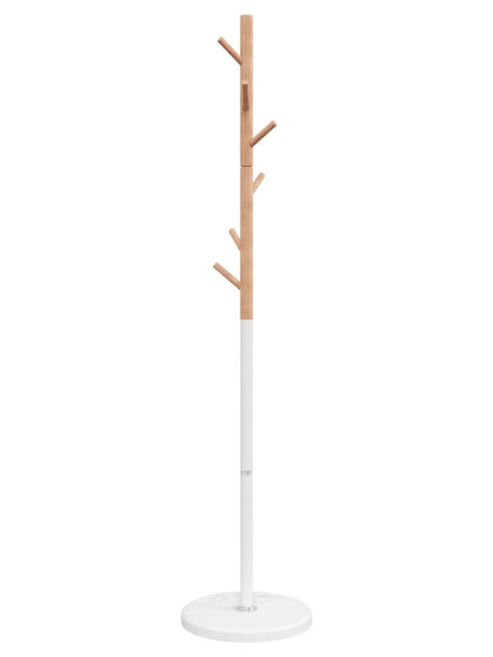 vidaXL Metallic Coat Rack White / Natural 37x37x172cm