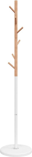 vidaXL Metallic Coat Rack White / Natural 37x37x172cm