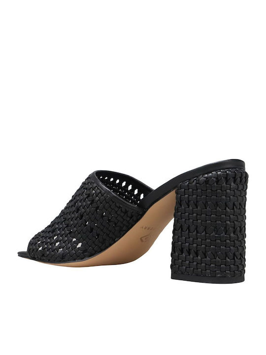 Mules mit Chunky Hoch Absatz in Schwarz Farbe
