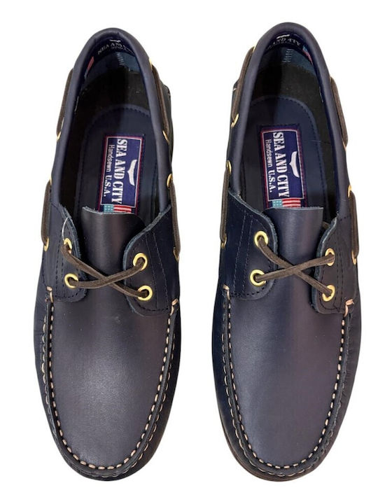 Δερμάτινα Ανδρικά Boat Shoes σε Μπλε Χρώμα