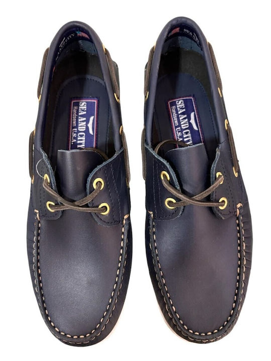 Δερμάτινα Ανδρικά Boat Shoes σε Μπλε Χρώμα