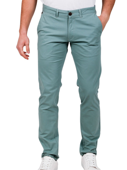 Victory Men's Trousers Chino Elastic in Slim Fit Green