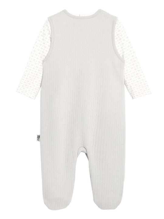 Petit Beguin Set with Salopette Salopette + T-Shirt Bebe Mixte Contenant Du Coton Bio Nid Douillet 6011387-NI Ecru Unisex