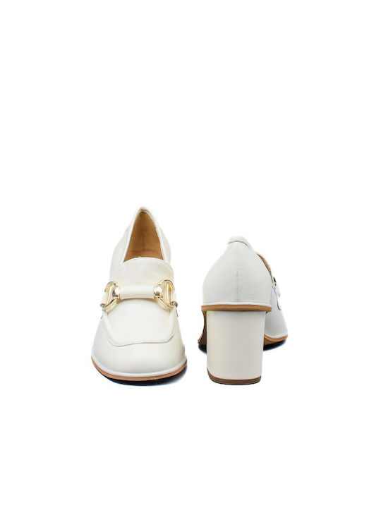 Pf16 Leather White Medium Heels