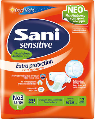 Sani Sensitive Extra Protection Incontinence Diapers Large 12pcs