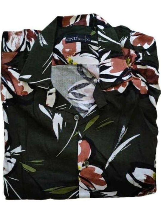 Short-sleeved Shirt Floral Olive