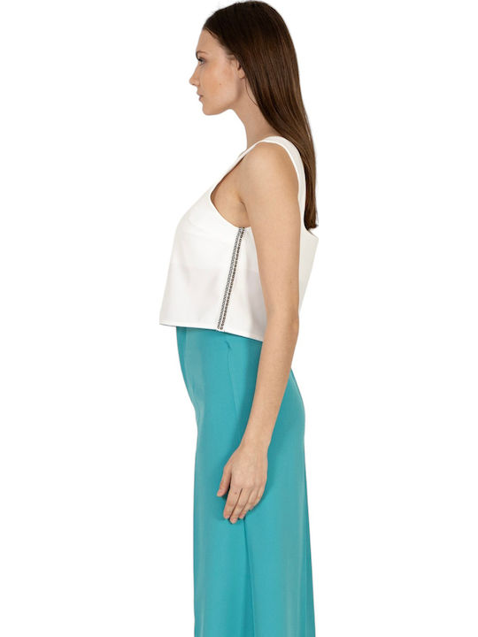 Γυναικείο Crop Top Αμάνικο Λευκό