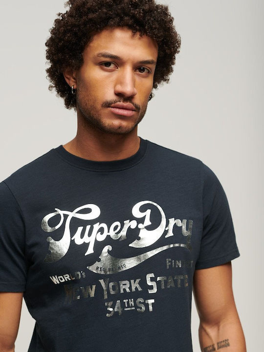 Superdry Metallic Workwear Ανδρικό T-shirt Κοντομάνικο Μαύρο