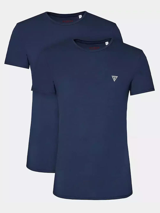 Men's Undershirts Short-sleeved in Navy Blue Color 2Pack