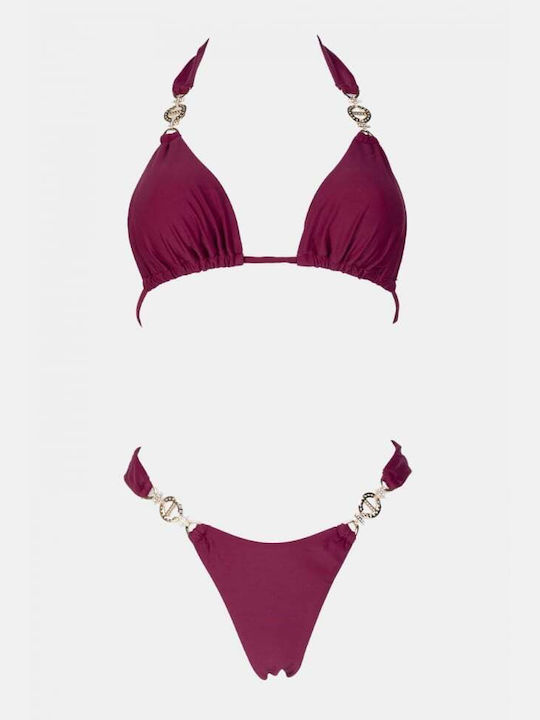 Bikini Set Triangle Top & Slip Bottom Burgundy