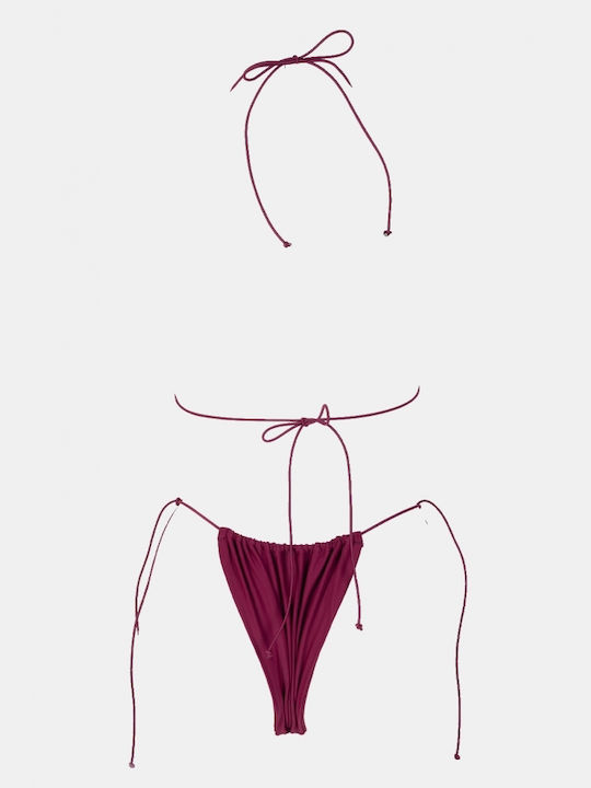 Set Bikini Dreieck mit Abnehmbarer Verstärkung & Brasilien Burgundisch