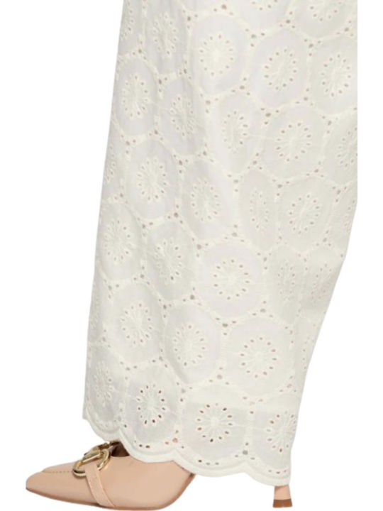 Panna Women's Fabric Trousers with Rubber Band Latte