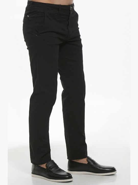 Double Men's Trousers Chino in Regular Fit Black