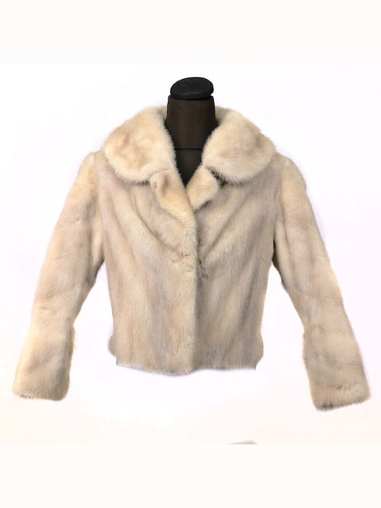 Ageridis Leather Women's Long Fur Beige