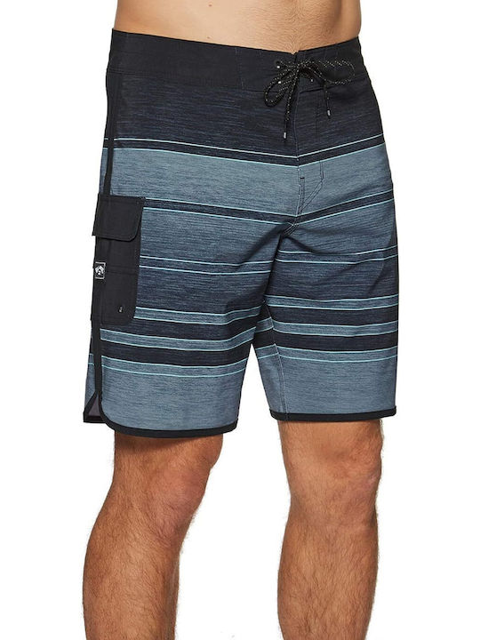 Costum De Baie Bărbați Pantaloni Scurți Negri/Albăstri Cu Dungi