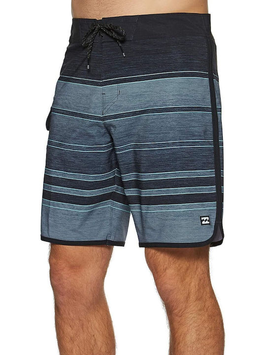 Costum De Baie Bărbați Pantaloni Scurți Negri/Albăstri Cu Dungi