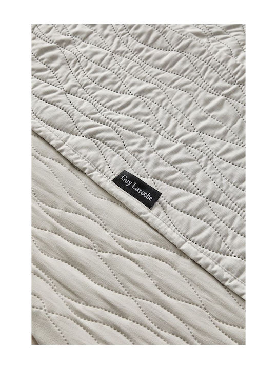 Guy Laroche Shadow Set Coverlet Queen Size Microfiber Natural 220x240cm 2pcs