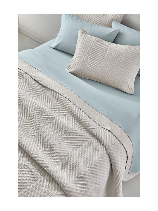 Guy Laroche Bone Set Coverlet Queen Size Microfiber Natural 220x240cm 2pcs