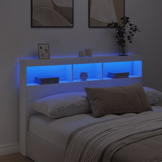 vidaXL Hölzernes Kopfstütze für Betten Weiß 160x102cm