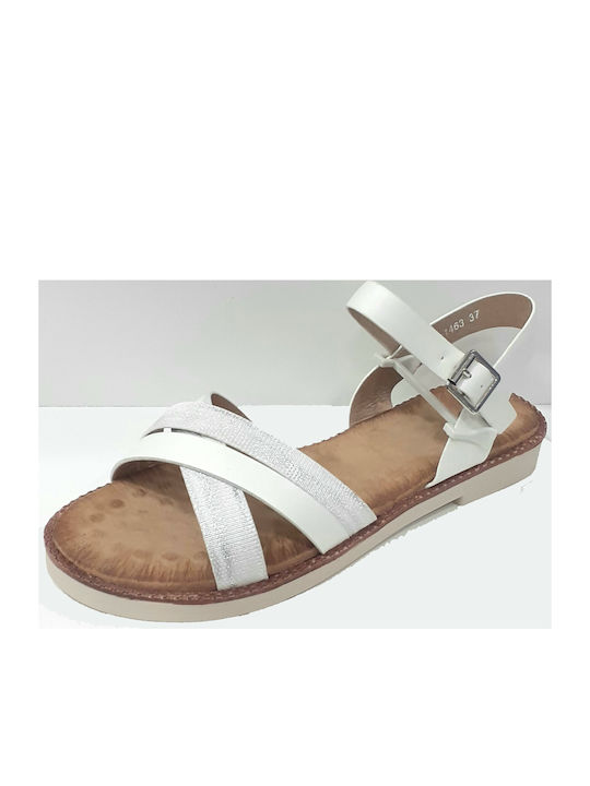 Plato Women's Flat Sandals Anatomic in White Color