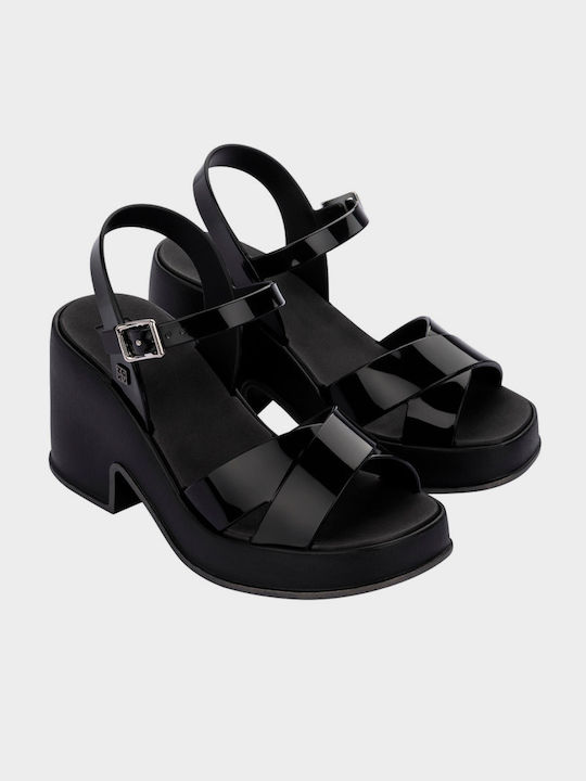 Zaxy Platform Synthetic Leather Women's Sandals Black with High Heel