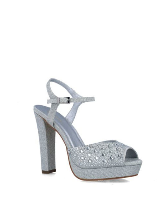 Menbur Synthetic Leather Women's Sandals Silver