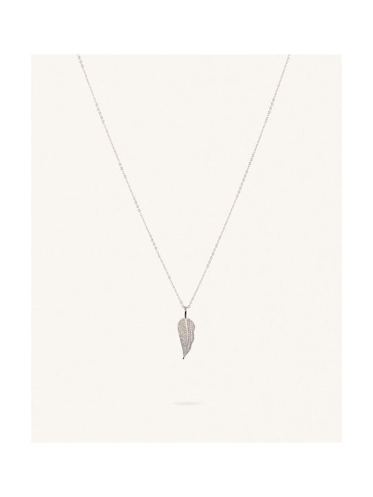 Crystal Leaf Silver Necklace