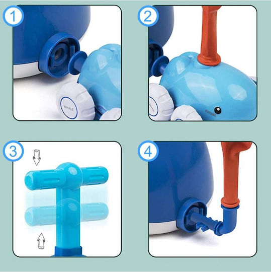 Kinder Spielzeug Set Zola fliegender Wal 2 in 1 Ballonpumpe Ballonwerfer fischliebender Wal