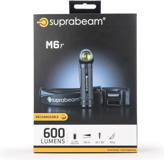 Suprabeam Επαναφορτιζόμενος Προβολέας Χειρός LED με Μέγιστη Φωτεινότητα 600lm