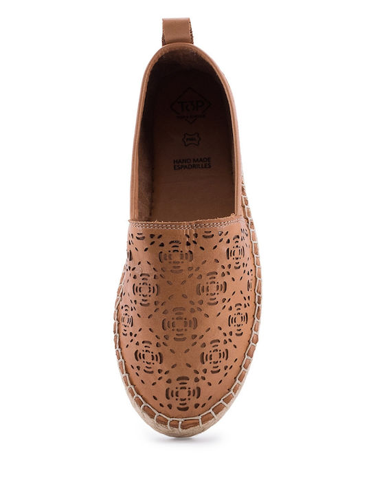 Women's Leather Espadrilles Tabac Brown