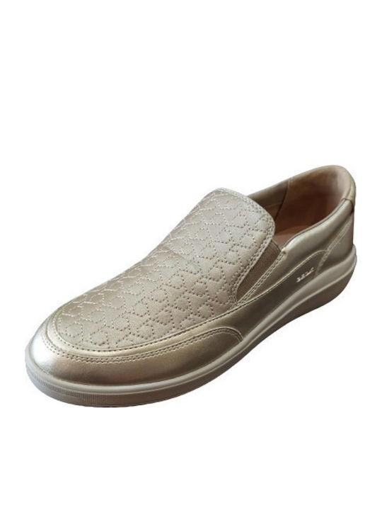 Tahiva Ανατομικά Γυναικεία Slip-On Δερμάτινα Χρυσά