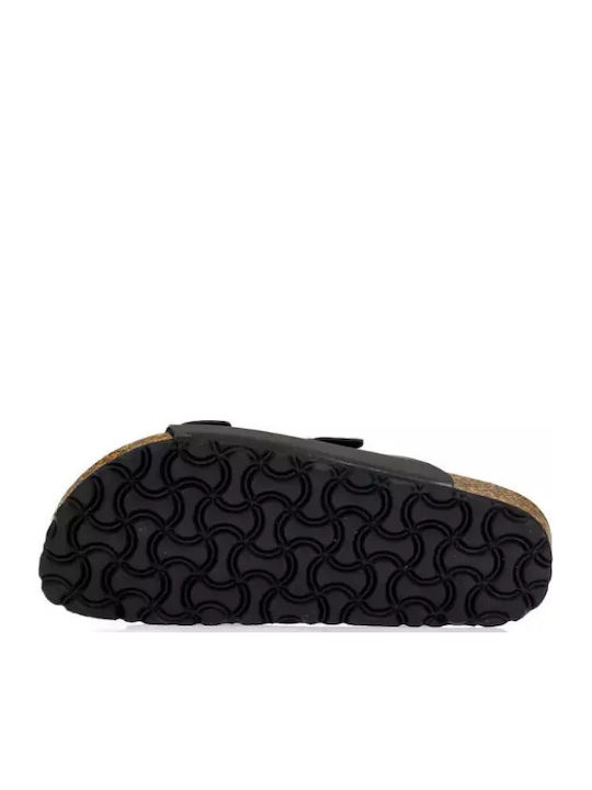 Leather Women's Flat Sandals Anatomic in Black Color