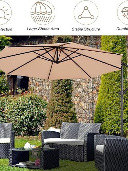 Umbrelă Suspendată Rotundă Din aluminiu Bej Φ2.5m