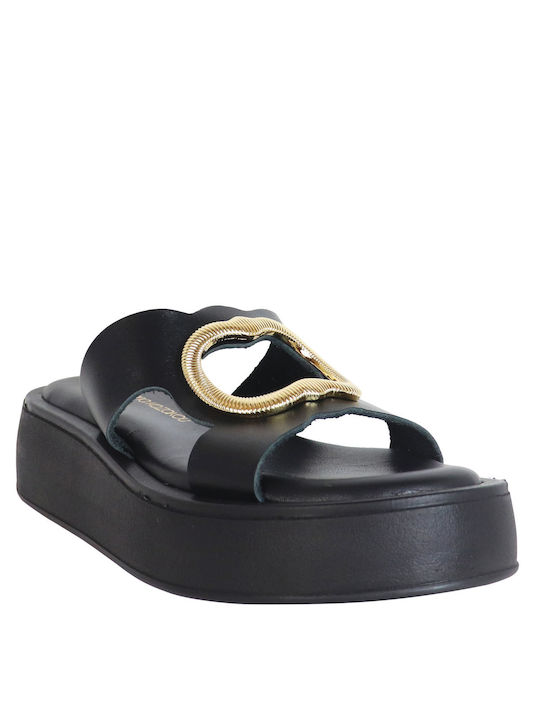 Gianna Kazakou Women's Flat Sandals Flatforms in Black Color