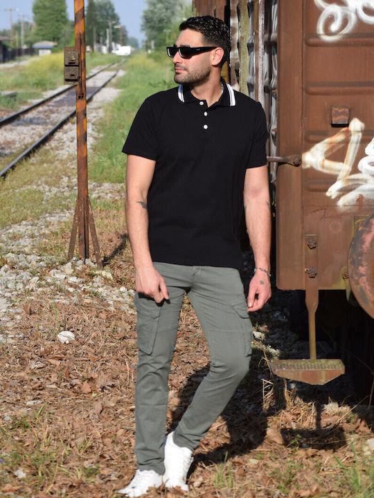 Polo Bluse Schwarz
